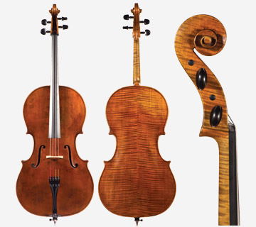 Carcassi Model Cello front and back view
