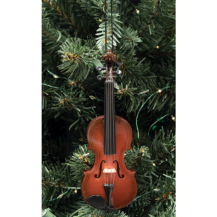 Wood Violin Holiday Ornament