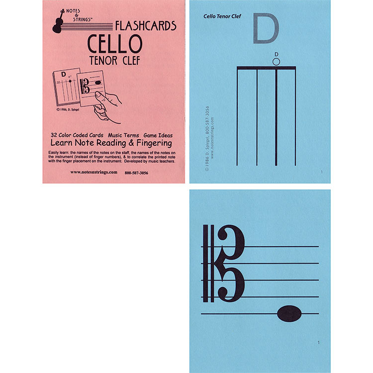 Cello Tenor Clef Regular Size Laminated Flashcards