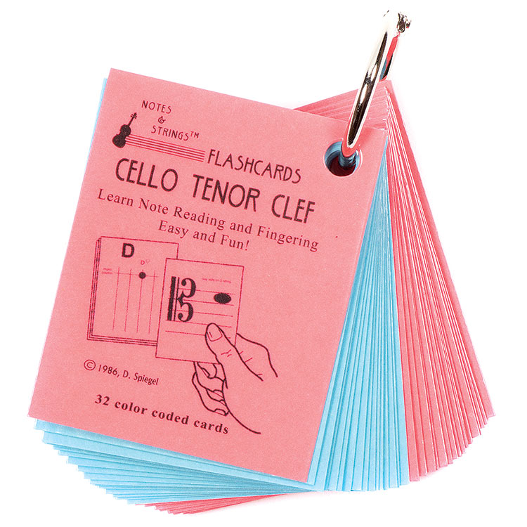 Cello Tenor Clef Mini Size Laminated Flashcards