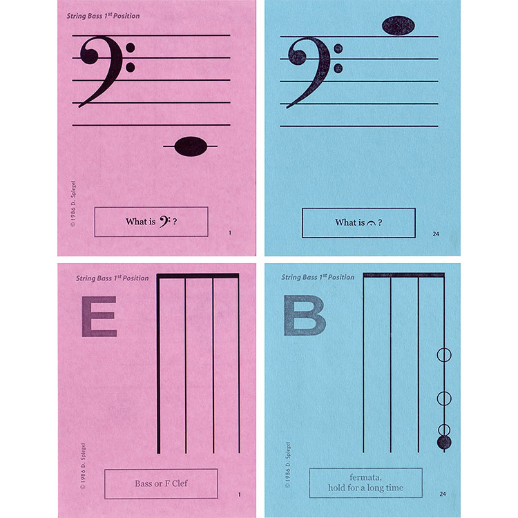 Bass 1st Position Regular Size Laminated Flashcards