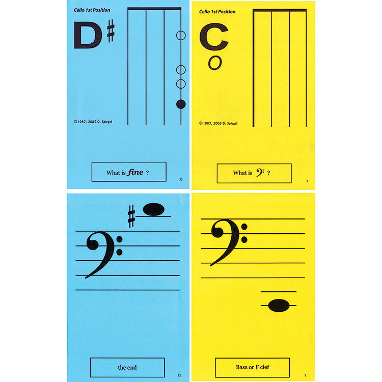 Cello 1st Position Classroom Size Unlaminated Flashcards