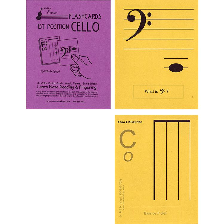 Cello 1st Position Regular Size Unlaminated Flashcards