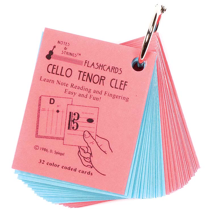 Cello Tenor Clef Mini Size, Laminated Flashcards
