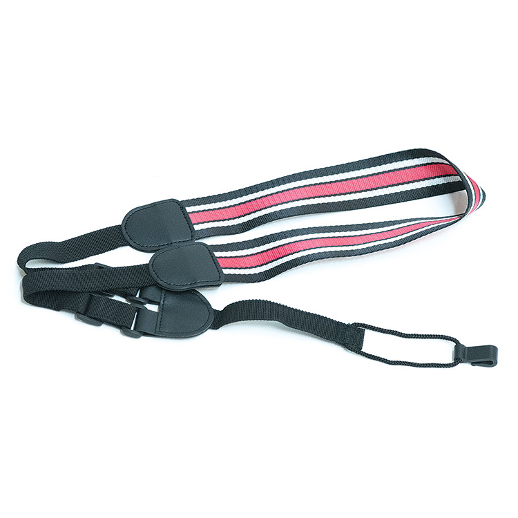 Echo Bridge Nylon Ukulele Strap With Plastic Hook - Black/White/Red