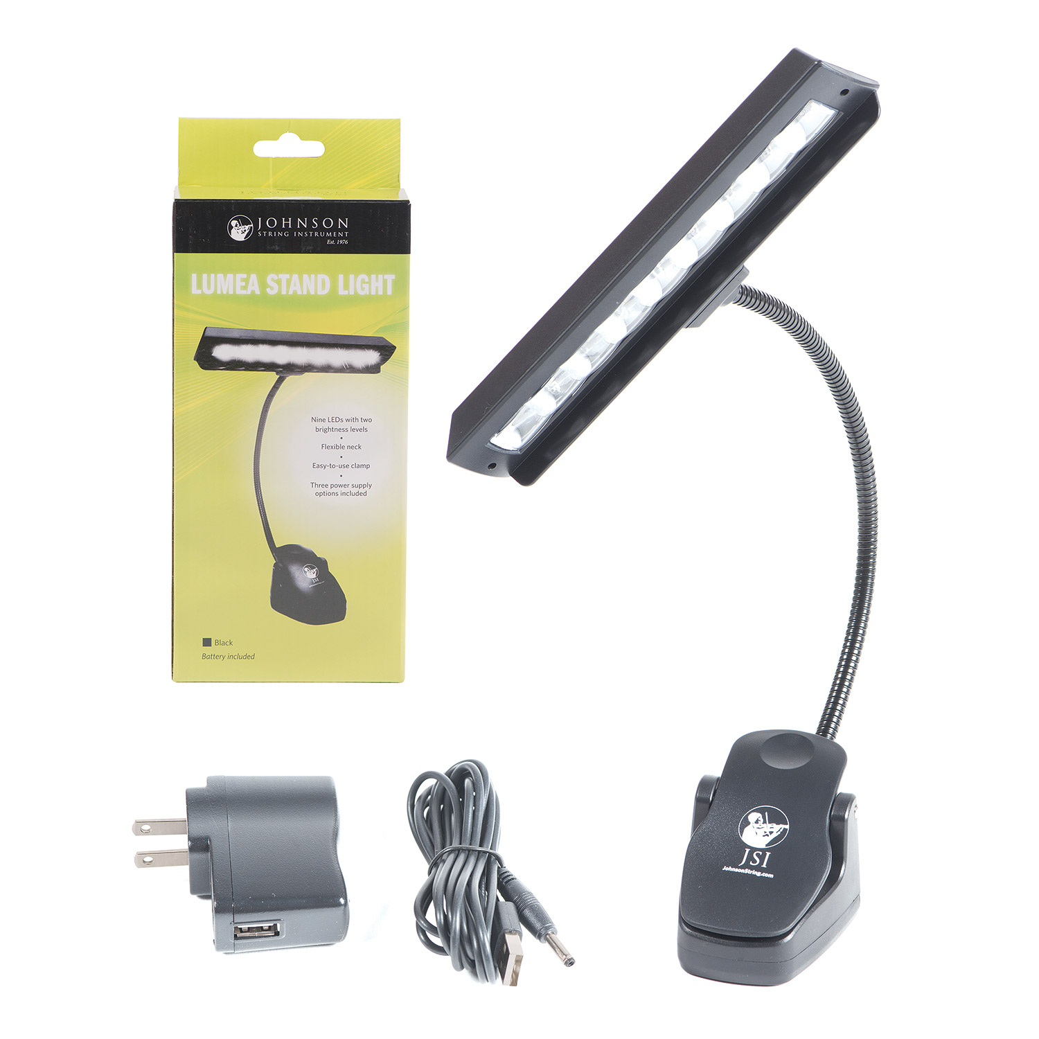 Batteries New Black Dual LED Music Stand Light Lamp Lighting w USB Wall Adapter 