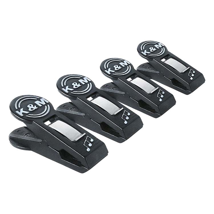 K&M Sheet Music Clip 4-Pack, Black