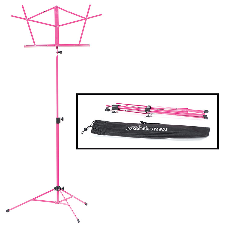 Hamilton KB900 Pink Deluxe Folding Music Stand with Bag