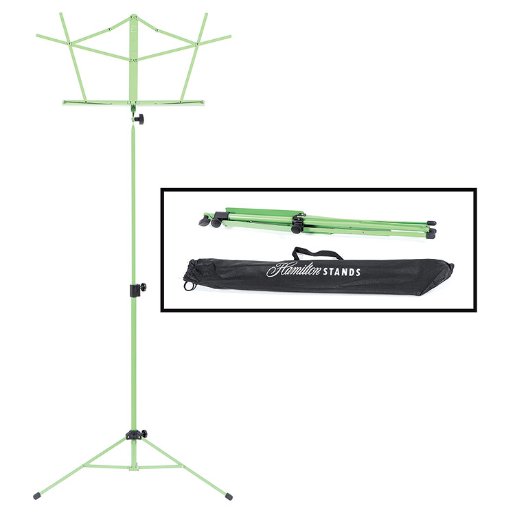 Hamilton KB900 Green Deluxe Folding Music Stand with Bag