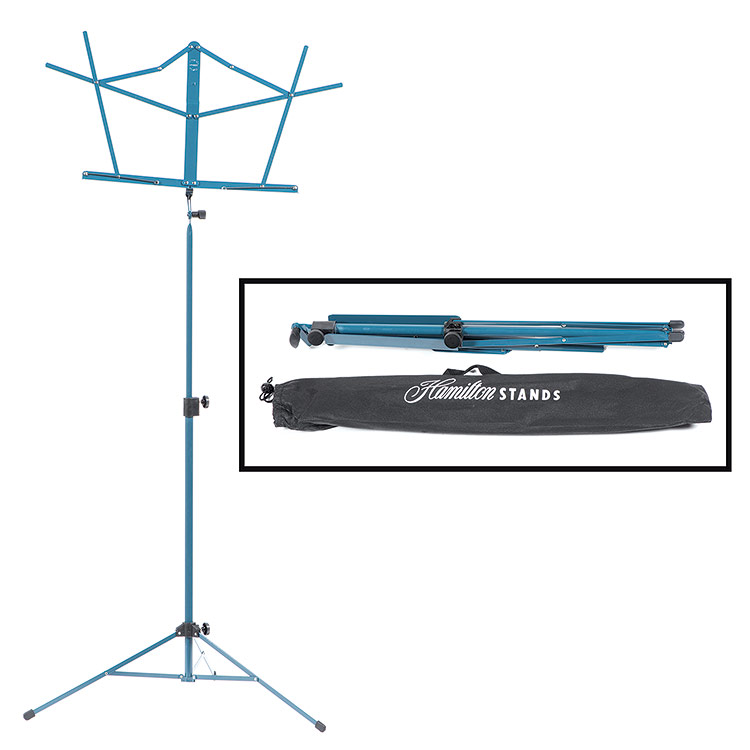 Hamilton KB900 Blue Deluxe Folding Music Stand with Bag