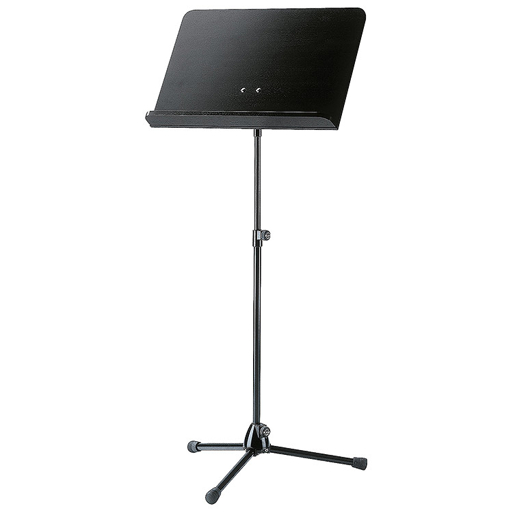 K&M Orchestra Music Stand, Black Wood Desk/Black Steel Base