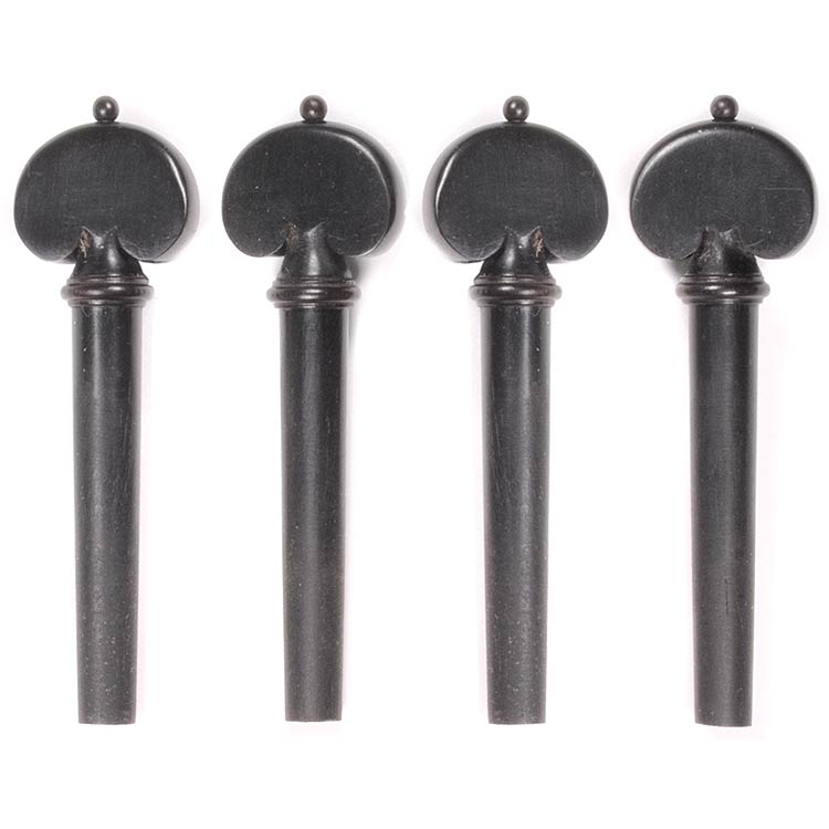 Harmonie Heart-Shaped Violin Peg Set,  Ebony with Ebony Pip and Collar