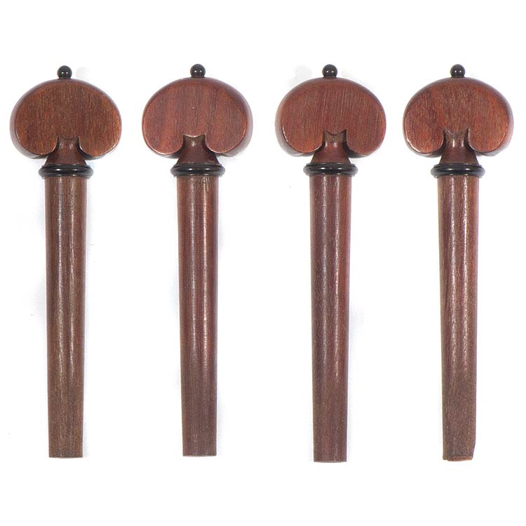 Harmonie Heart-Shaped Violin Peg Set, Pernambuco with Ebony Pip and Collar