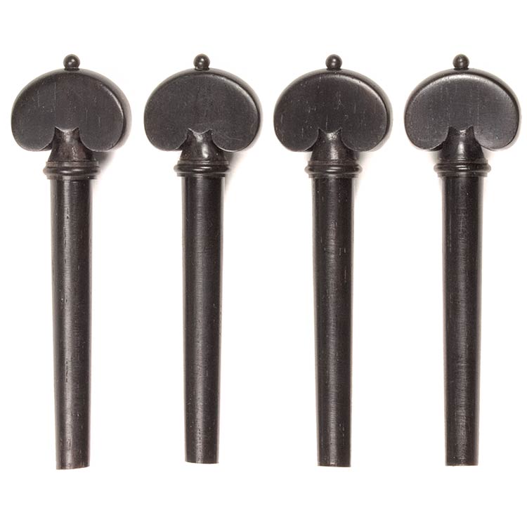Harmonie Heart-Shaped Violin Peg Set, Rosewood with Ebony Pip and Collar