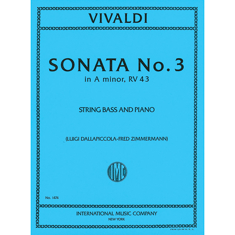 Sonata No. 3 in A Minor, RV 43 for bass and piano; Antonio Vivaldi