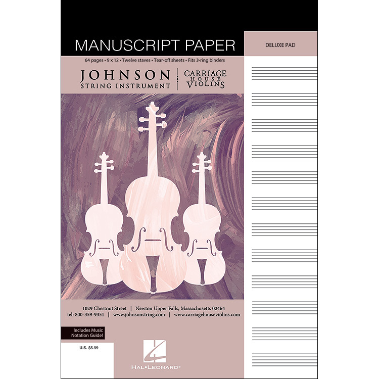 JSI/CHV Manuscript Paper Notepad, Taupe Cover, 9" x 12" (Hal Leonard)