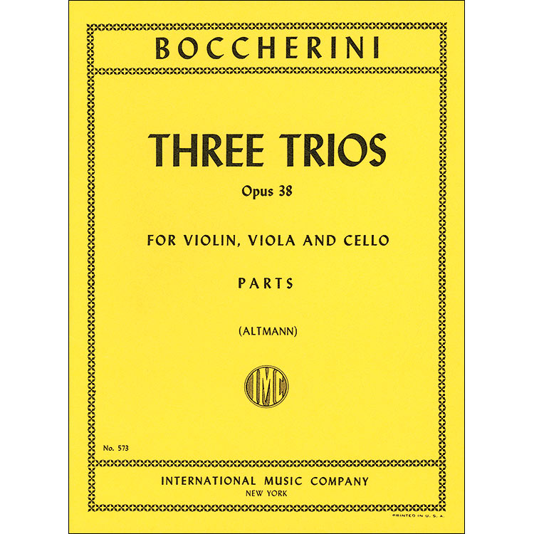 Three Trios, Op.38 (G.110-112) for violin, viola, and cello (parts); Luigi Boccherini