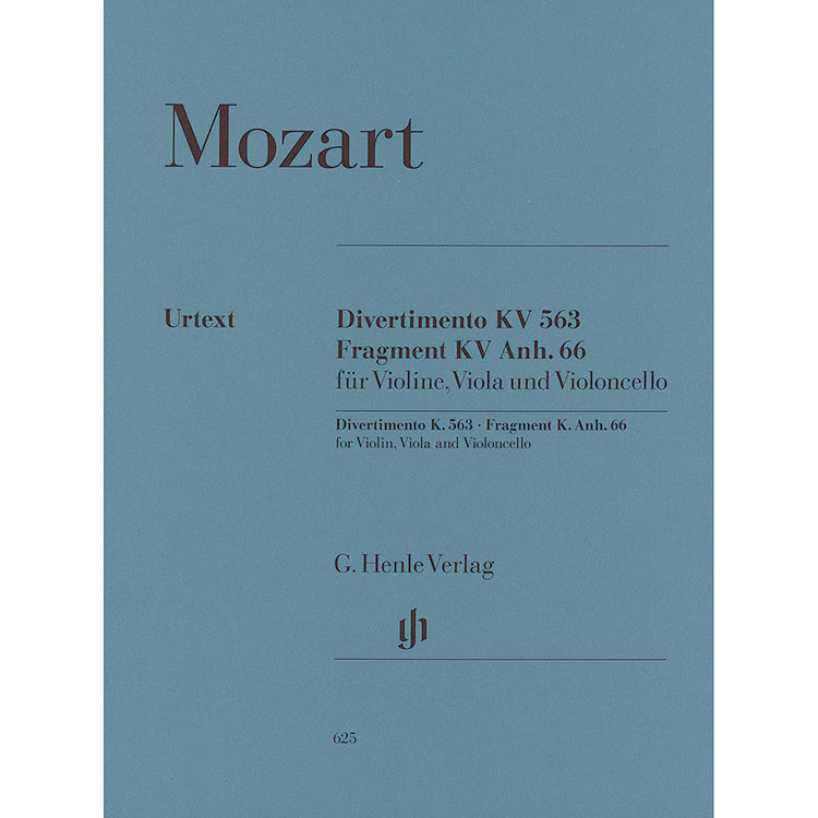 Divertimenti, K. 563 & K. Anh. 66 (562e) for string trio (urtext edition); W.A. Mozart (G. Henle)