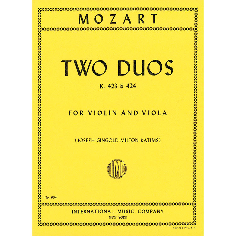 Two Duets, K.423 & K.424 for violin and viola; Wolfgang Amadeus Mozart
