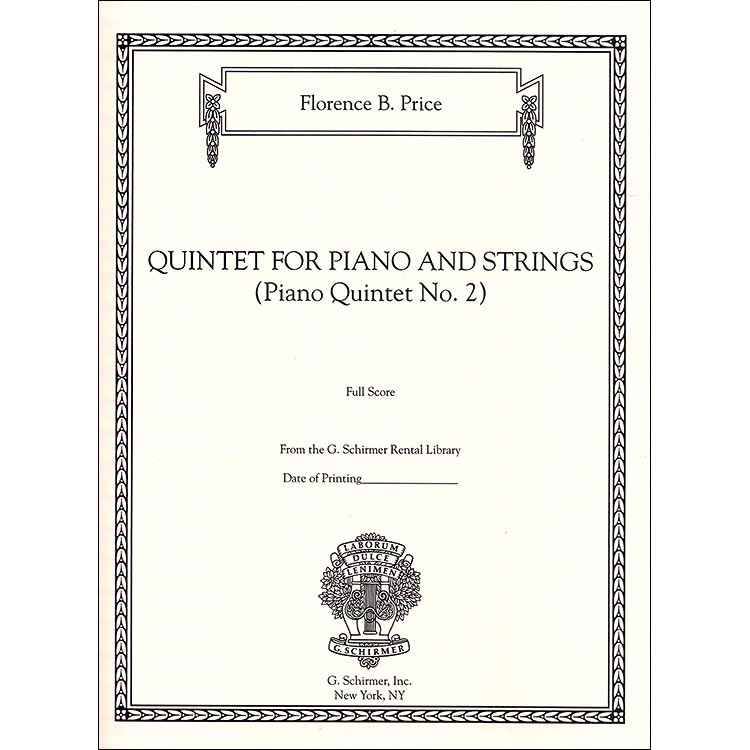 Quintet for Piano and Strings (Piano Quintet No. 2) in E minor, score and parts; Florence Price (Schirmer)