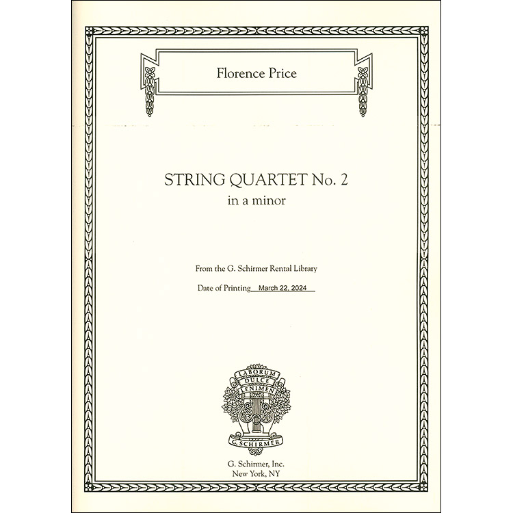 String Quartet No. 2 in A minor (score and parts); Florence Price