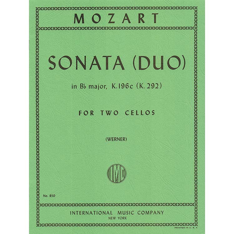 Sonata in Bb Major, K.292, 2 cellos (Werner); Wolfgang Amadeus  Mozart (International)