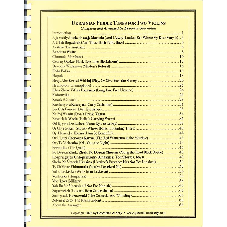 Ukrainian Fiddle Tunes for Two Violins; Various (Greenblatt & Seay)