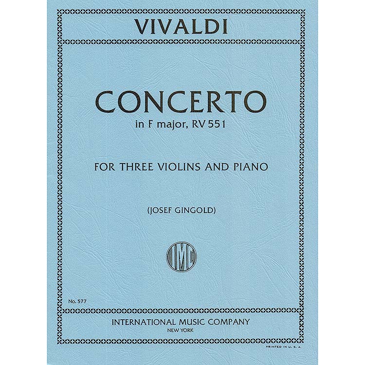 Concerto in F Major, No. 34, RV551, 3 violins; Vivaldi (International)