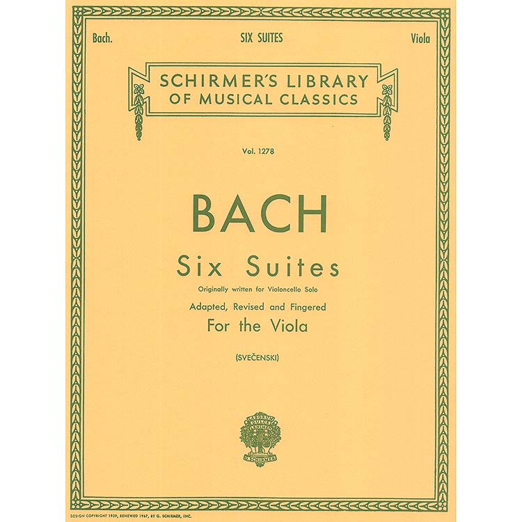Six Cello Suites for Viola BWV 1007-12; Johann Sebastian Bach (G. Schirmer)