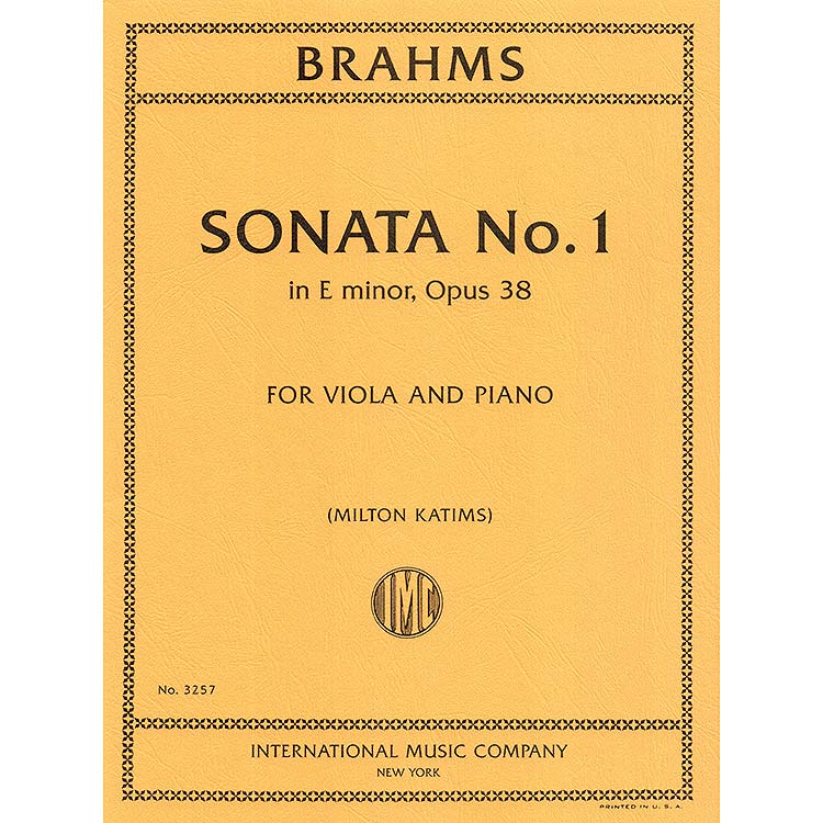 Sonata  in E Minor,op. 38,viola and piano (originally for. cello); Johannes Brahms (International)