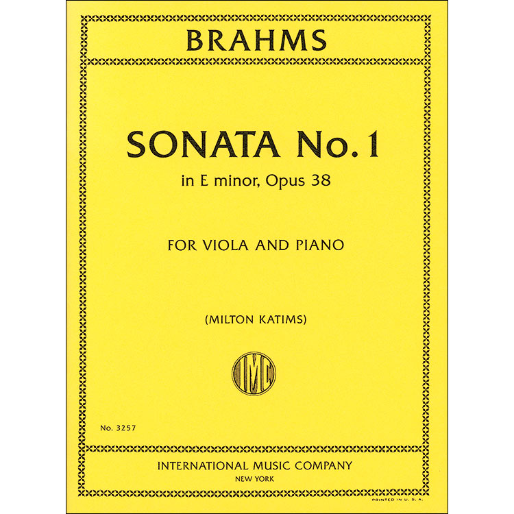 Sonata  in E Minor,op. 38,viola and piano (originally for. cello); Johannes Brahms (International)