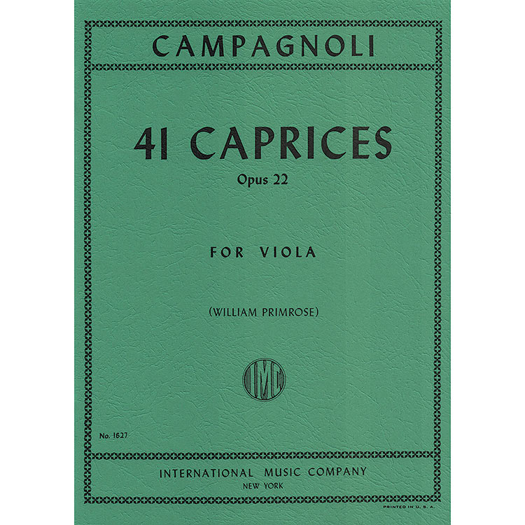 Forty-One Caprices, op. 22, viola; Bartolomeo Campagnoli (International)