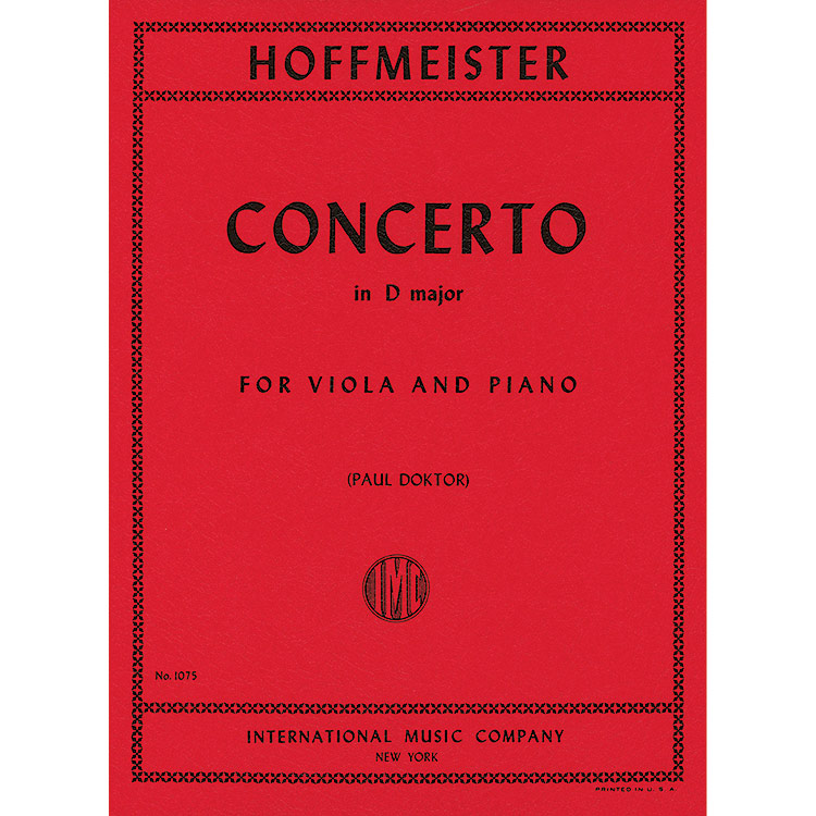 Concerto in D Major, viola and piano;  Franz Anton Hoffmeister (International)