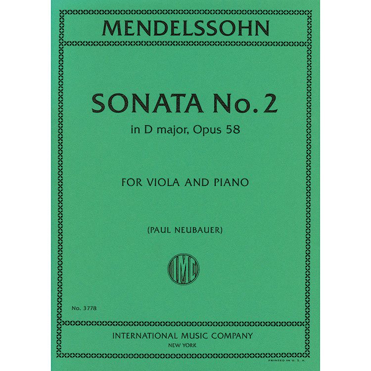 Sonata No.2 in D major, Opus 58, for viola and piano; Felix Mendelssohn (International)
