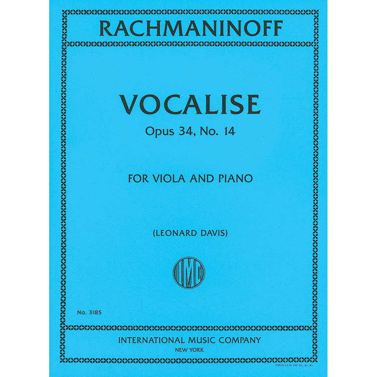Vocalise, op. 34, no. 14 for viola and piano; Sergei Rachmaninoff (International)
