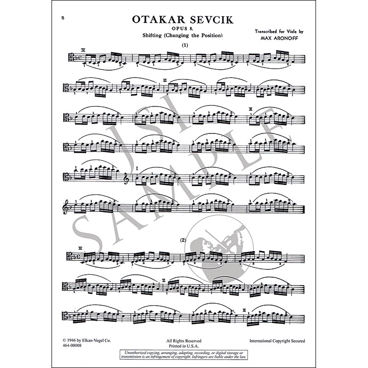 Shifting the Positions, opus 8 for Viola; Otakar Sevcik (ElkanVogel