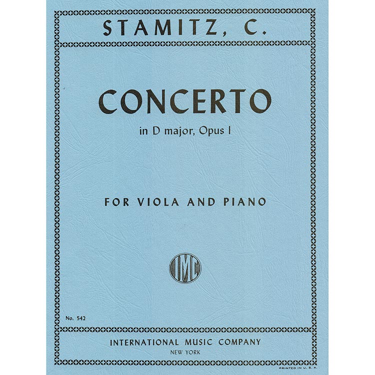 Concerto in D Major, no.1, viola and piano; Carl Stamitz (International)