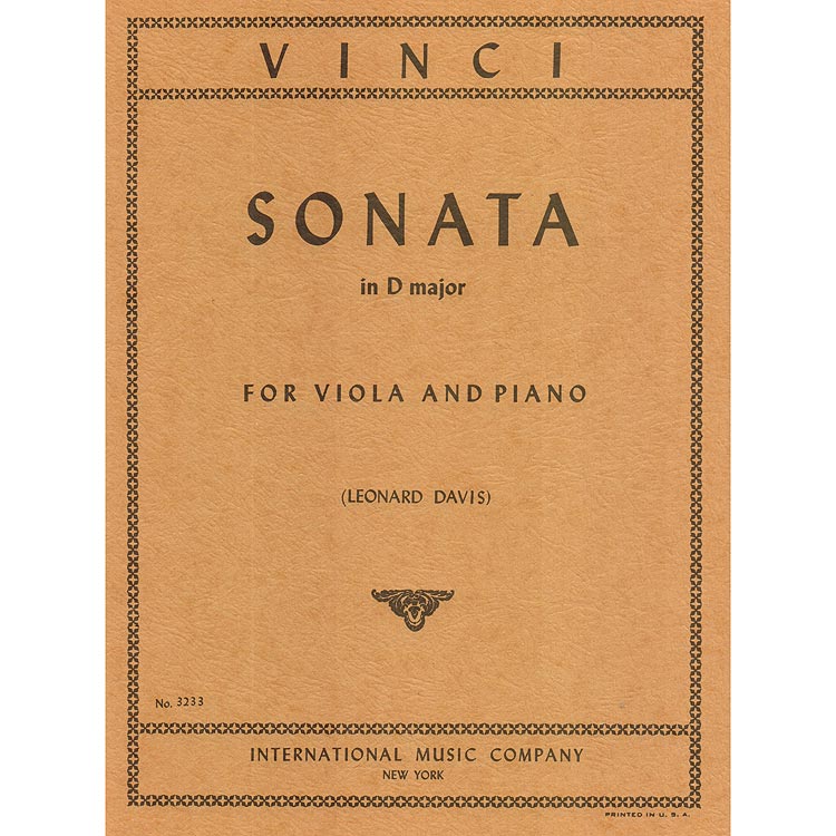 Sonata in D Major for Viola; Vinci (Int)