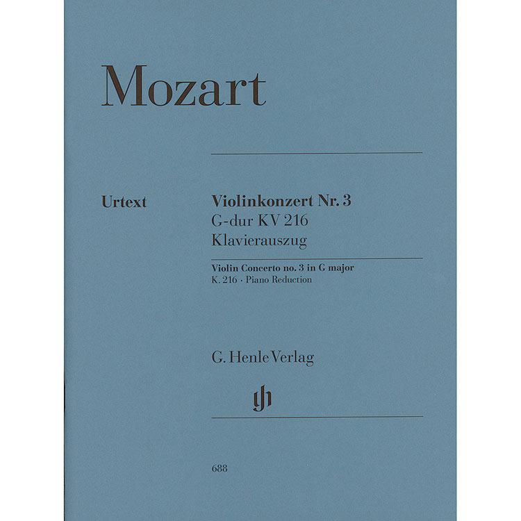 Concerto No. 3 in G Major, K.216, for violin and piano (urtext); Wolfgang Amadeus Mozart