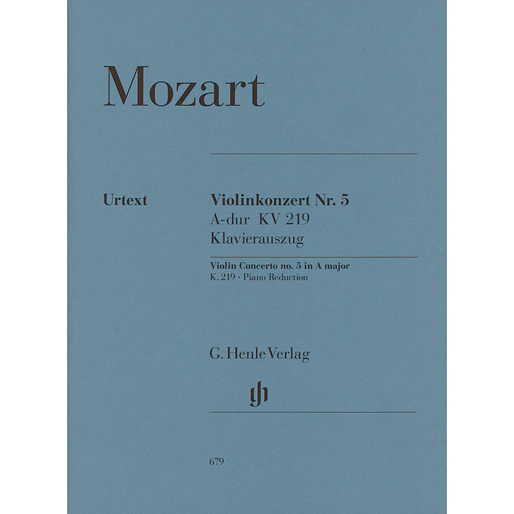 Concerto No. 5 in A Major, K.219, for violin and piano (urtext); Wolfgang Amadeus Mozart