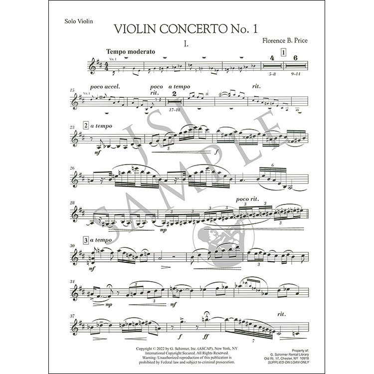 Violin Concerto No. 1 (solo part only); Florence Price