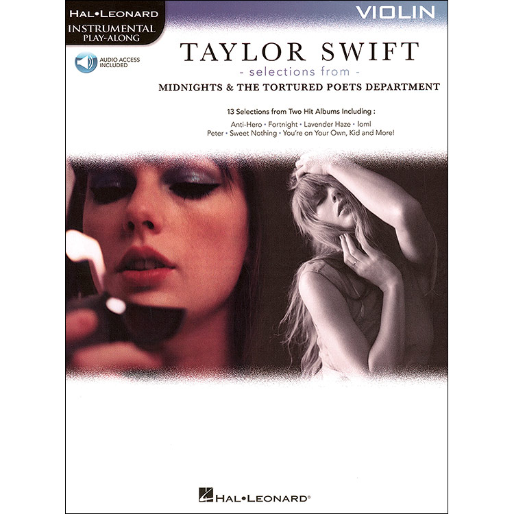 Selections from Midnights & The Tortured Poets Department by Taylor Swift, for violin with play-along online audio