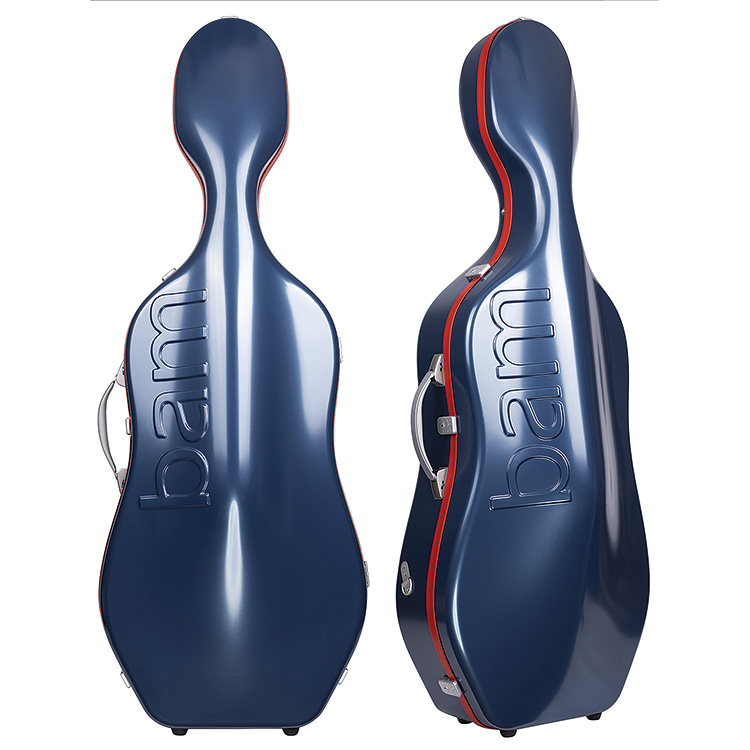 Bam Graffiti Hightech Slim Cello Case, Navy Blue Exterior with Red Seal