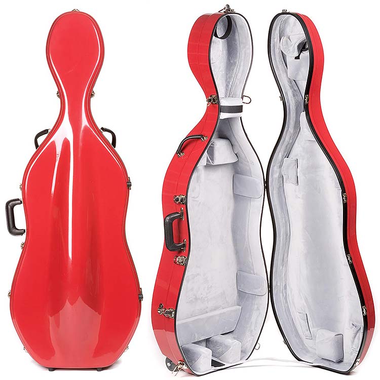 Bobelock 2000W Red Fiberglass 3/4 Cello Case