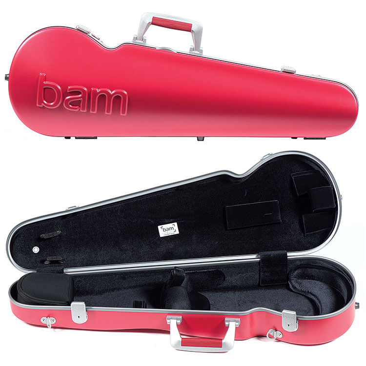 Bam Graffiti Hightech Contoured Violin Case, Red Exterior with Silver Seal