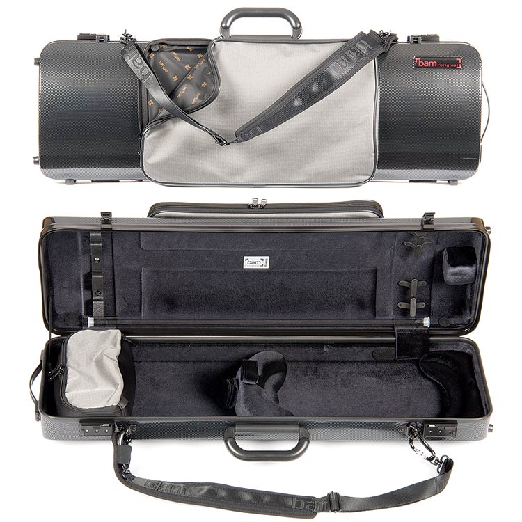 Bam Hightech Oblong 4/4 Violin Case with Pocket 2011XLC Black Carbon