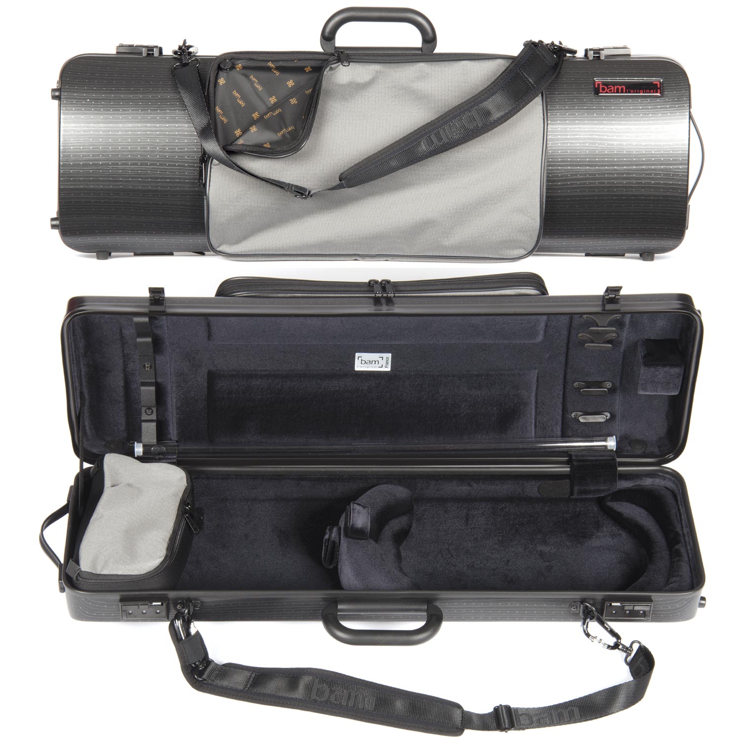 Bam Hightech Oblong 4/4 Violin Case with Pocket 2011XLLB Black Lazure