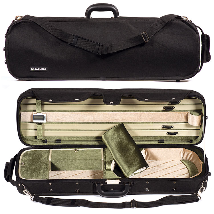 Carlisle 3500 Hill Style Oblong 4/4 Violin Case, Two Tone Tan/Green interior