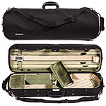 Carlisle 3500 Hill Style Oblong 4/4 Violin Case, Two Tone Tan/Green interior