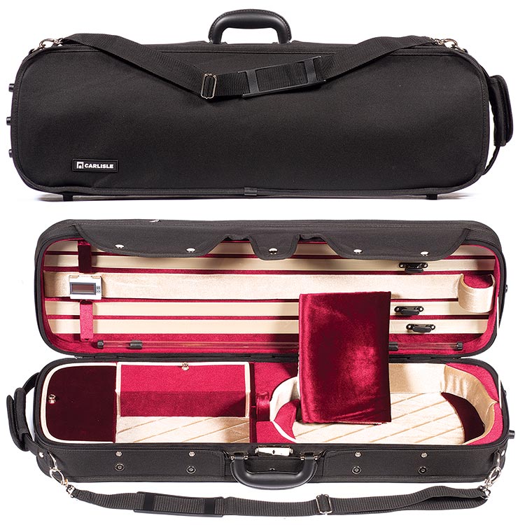 Carlisle 3500 Hill Style Oblong 4/4 Violin Case, Two Tone Tan/Red interior